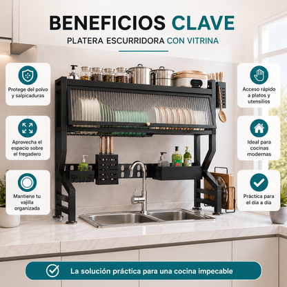 Platera Escurridora con Vitrina para Fregadero
