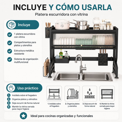 Platera Escurridora con Vitrina para Fregadero