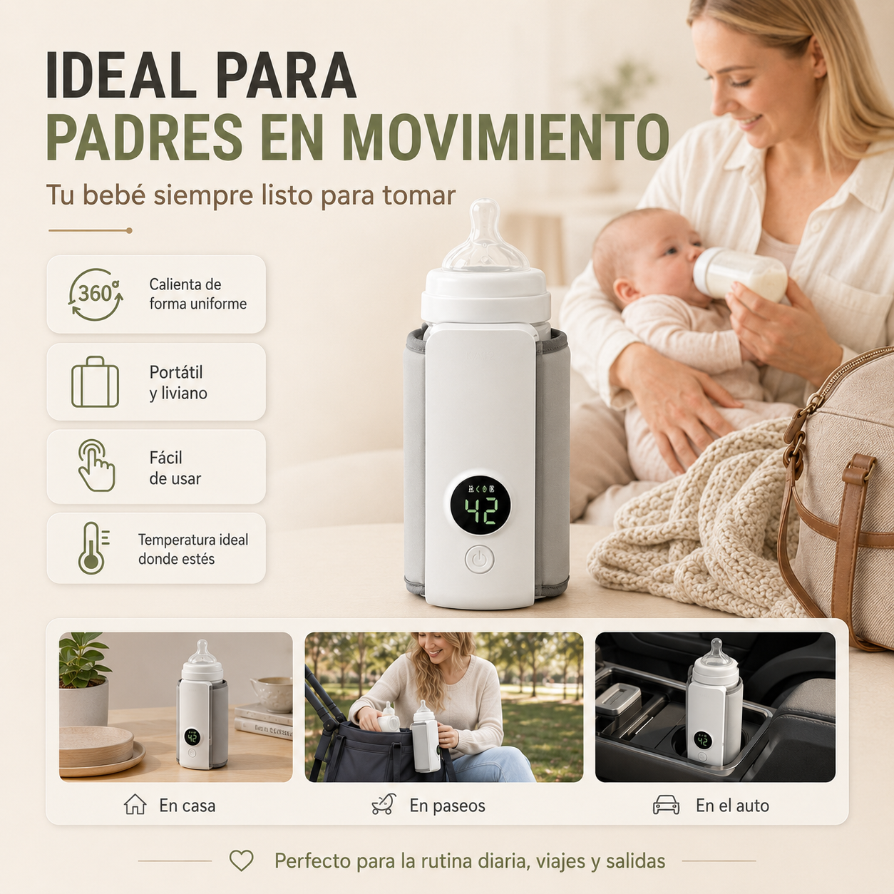 Calentador de Biberón Portátil Recargable USB