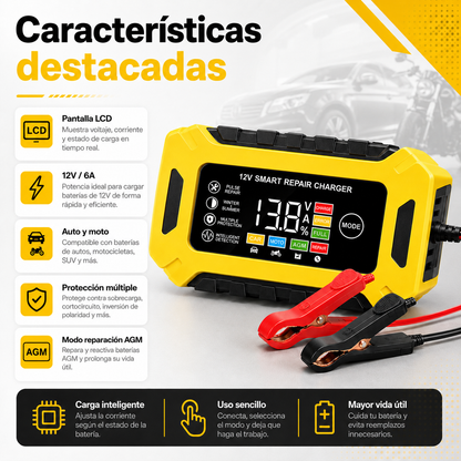 Cargador Inteligente de Batería 12V para Auto y Moto
