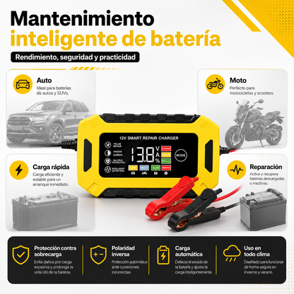 Cargador Inteligente de Batería 12V para Auto y Moto
