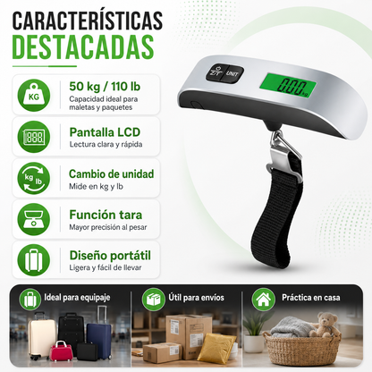 Báscula Digital Portátil para Equipaje 50 kg – Precisión para Viajes y Envíos