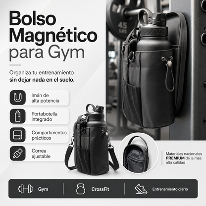 Bolso Magnético para Gym con Portabotella – Organizador Deportivo Multifunción