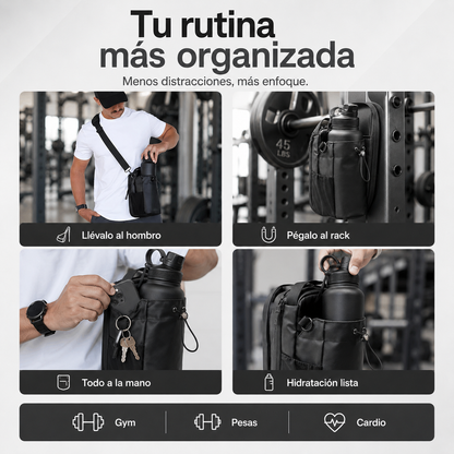 Bolso Magnético para Gym con Portabotella – Organizador Deportivo Multifunción