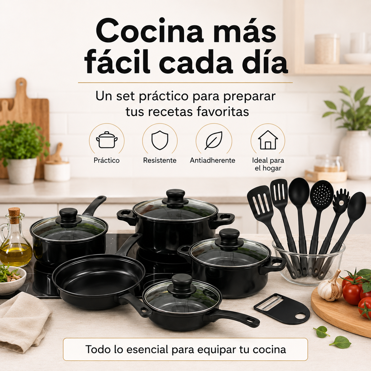 Set de Ollas y Utensilios X13 – Cocina Completa Antiadherente